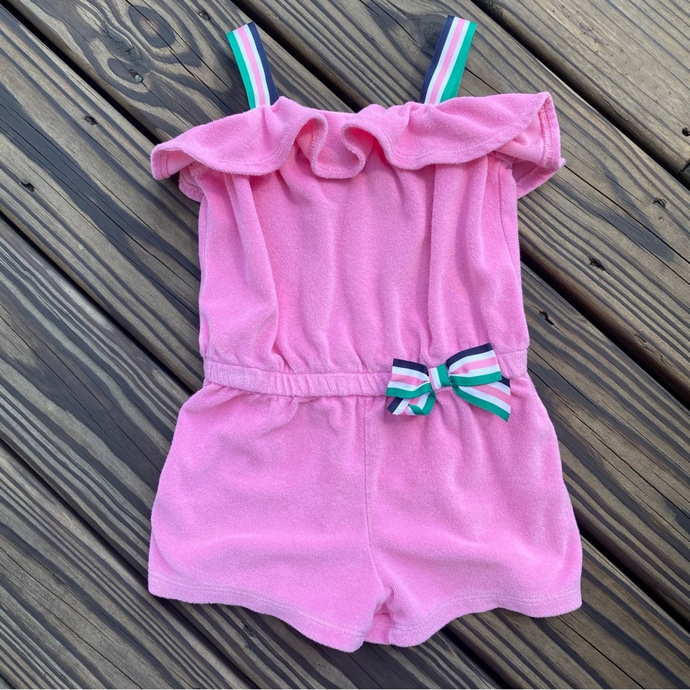 JANIE and JACK Terry Romper in Preppy Pink
